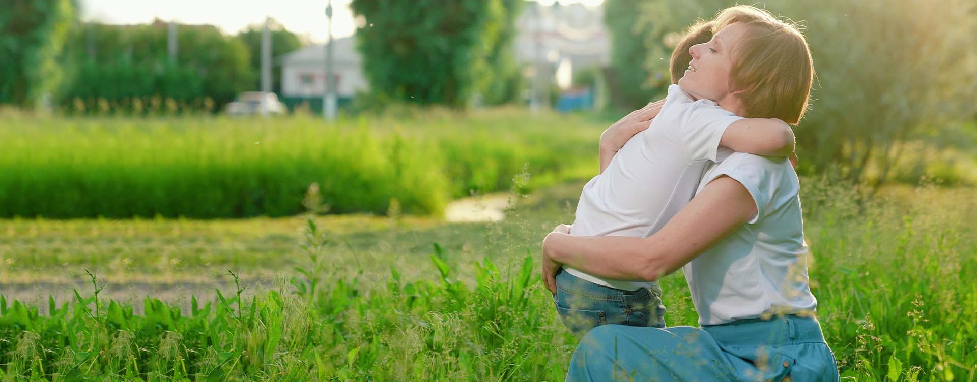 Woman and child embracing